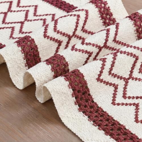 Artoid Mode Red Stripe Diamond Woven Table Runner 12x72 Inch - Image 6