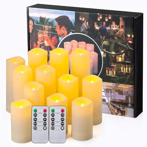Flameless Candles with Remote Control Waterproof Outdoors & Indoors, Battery Candles with Remote Timer, Decorative Remote Led Candles. (D 2.2''X H 4'' 5'' 6'' 7'') -12-Pack. - Image 2