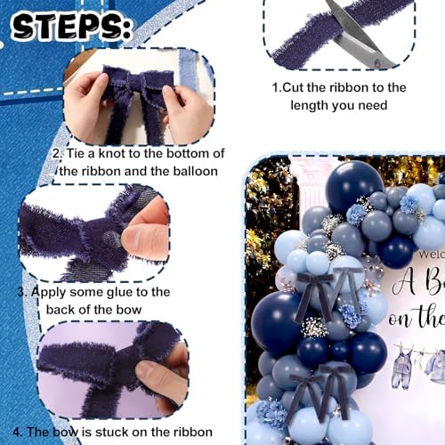 Gejoy 152 Pcs Blue Jean Baby Shower Decorations Denim Balloon Arch Kit - Image 2