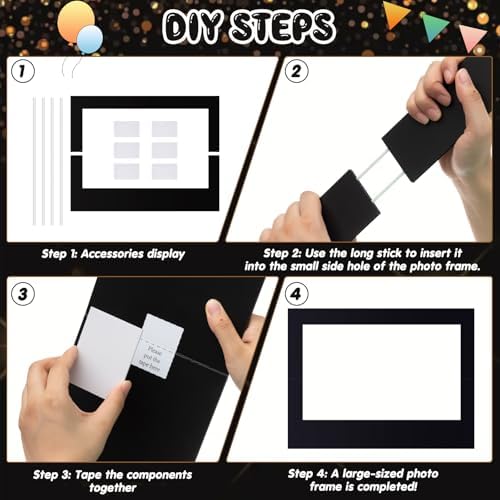 Beeveer 32 x 24 in Large Photo Booth Selfie Frame Props, Black Horizontal - Image 3