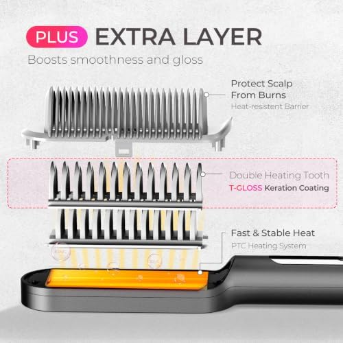 TYMO Ring Plus Hair Straightener Brush, Ionic Straightening Comb, 9 Temps - Image 4