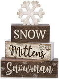 Moucuny 4 Pcs Wooden Snowman Block Signs Farmhouse Table Decoration by Moucuny