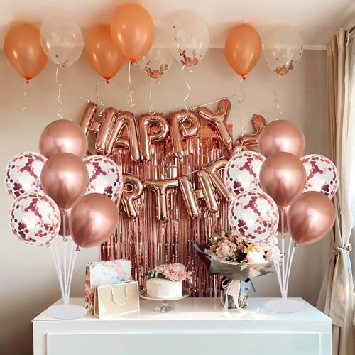 6 Set Balloon Stand Kit for Table Centerpieces With Balloon and Base Party Decorations for Birthday Wedding Retirement Graduation Baby Shower (Rose Gold) - Image 3