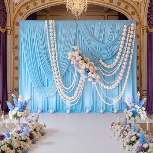 10x8ft Wrinkle Free Baby Blue Backdrop Curtains for Parties, Thick Fabric Backdrop Drapes for Wedding Birthday Photography Baby Shower Party Background - Image 3