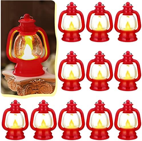 Ferraycle 12 Pcs Mini Lanterns Bulk 4 Inch Red Lamp Table Centerpieces by Ferraycle