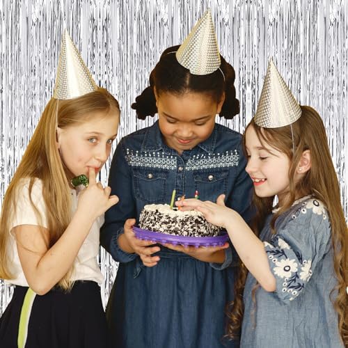 10 Pack Silver Backdrop Curtain 3.2ft x 8.2ft Metallic Tinsel Foil Fringe Curtains Photo Booth Background for Birthday Party Decoration Baby Shower Engagement Wedding Christmas Decoration (Silver) - Image 5