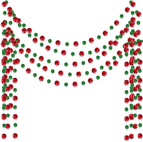 Outus 5 Pieces Red, Green Round Dots Garland Party Hanging Decor by Outus