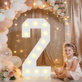 Pooqla 2.4FT Light Up Numbers, Marquee Numbers 2.4 Feet Tall Party Decor for Her Him, Mosaic Big Sign for 2nd 12th 21st Birthday Anniversary Decoration Backdrop, Large Pre-Cut Frame Number 2 by Pooqla