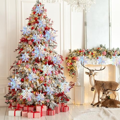36PCS Hanging Snowflake Decorations Winter Wonderland Party Supplies - Image 4
