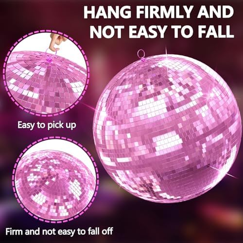 20 inch Disco Ball Pink, Hanging Mirror Ball for Party Decorations, Disco Balls for Large Wedding, Events, Home Decor, Christmas Party, Dance Floor and Celebrations - Image 4