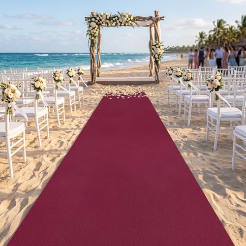 Shappy Wine Red Carpet Runner for Wedding Party Aisle with Tape - Image 6
