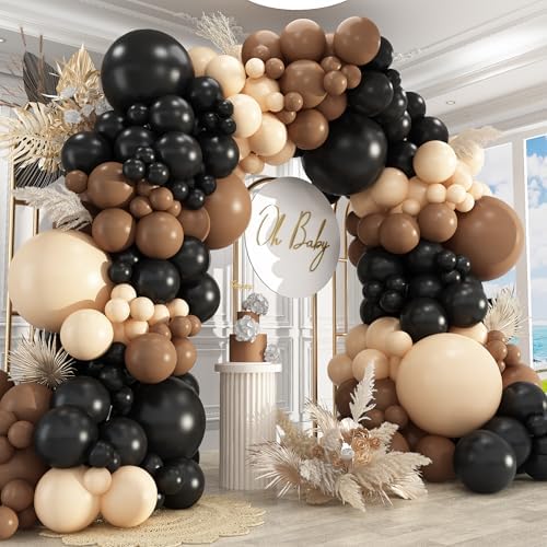 412Pcs Brown Black Nude Balloon Garland Arch Kit, 18 12 10 5 inch Different Size Latex Balloons for Boy First Rodeo Wild West Country Birthday Farm Fiesta Party Decorations by PAXILE
