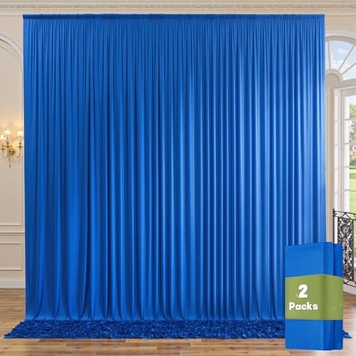 10ft x 10ft Wrinkle Free Royal Blue Backdrop Curtain for Parties, 2 Panels 5x10ft Silky Polyester Blue Photo Backdrop Drapes for Weddings Birthday Party Photography Background by ENJOYYOURPARTY