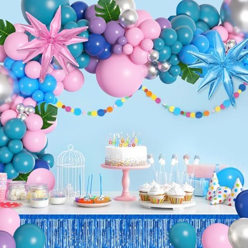 Amandir 157Pcs Pink Blue Balloon Arch Garland Kit with Table Skirt - Image 6