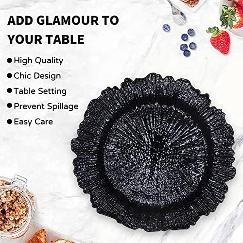 MAONAME Black Charger Plates Set of 6, Reef Chargers for Dinner Plates - Image 5