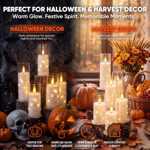 Raycare 9 Pcs Flameless Battery Operated Pillar Candles with Remote Timer - Image 2