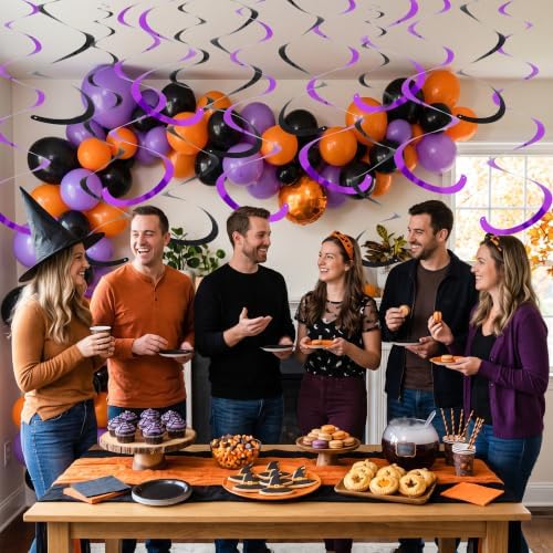 BEISHIDA 30Pcs Black Purple Hanging Swirls for Birthday Halloween Supplies - Image 5