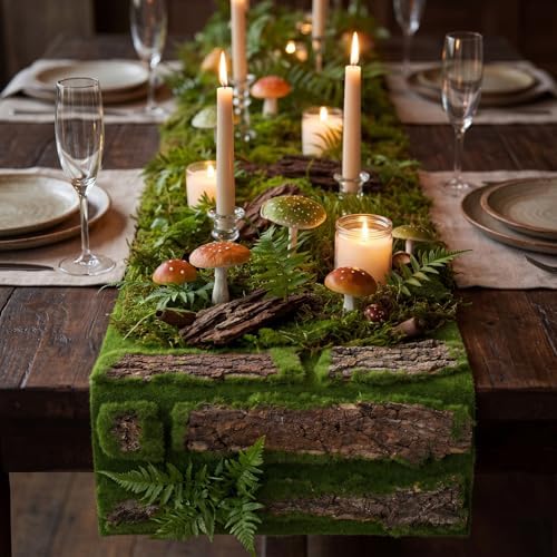 1 Pcs Fake Moss Bark Table Runner Halloween Enchanted Forest by Unknown