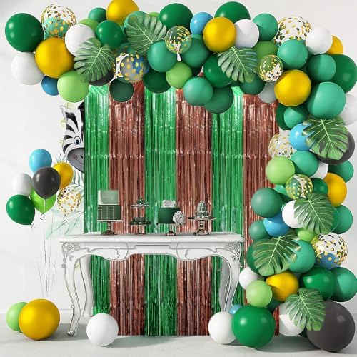 Voircoloria Green Brown Foil Fringe Backdrop Curtains,3.3x8.2ft, 3 Pack - Image 7