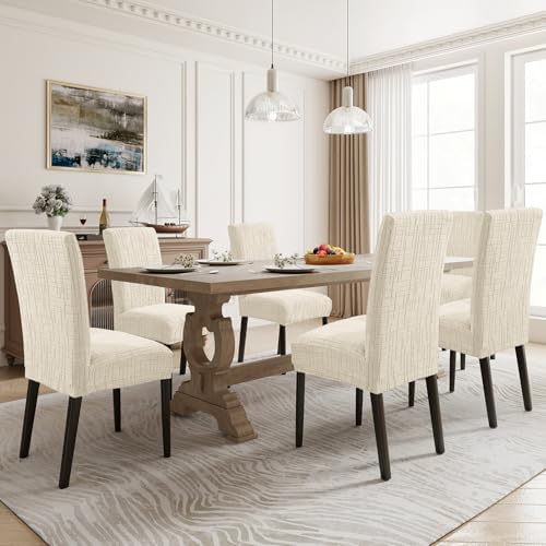 Super Stretch Chair Covers for Dining Chairs Set of 4, Beige - Image 2