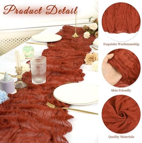 20 Pack Cheesecloth Table Runner 20 x 120 Inch, Terracotta - Image 3