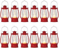12Pcs Red Mini Lanterns for Centerpiece – Vintage Lantern Decor for Christmas, Halloween, Weddings & Western Party – Hanging Ornaments Bulk with Flicker LED Candle for Cowgirl, Camping Decor by ReperlaSpecialMiniSmallLanternDecoration