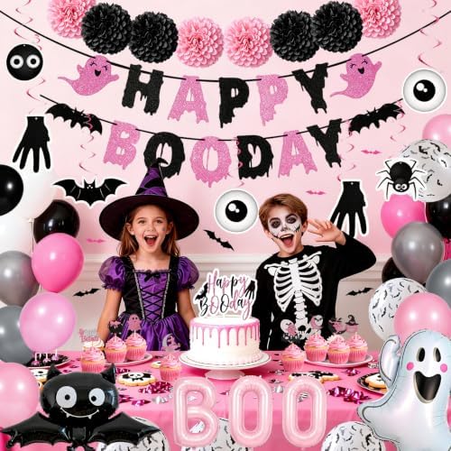 Pink Halloween Birthday Party Decorations, Happy Boo Day Decorations Kit - Image 5