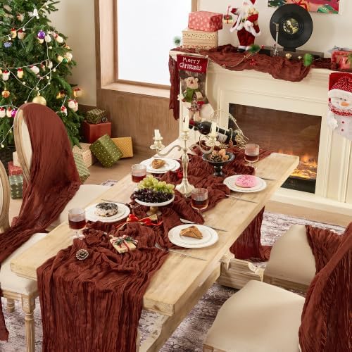 6 Pack Terracotta Cheesecloth Table Runner Boho Gauze Fall Decor - Image 5
