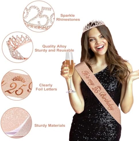 Juesly 25th Birthday Decorations for Women, 51pcs 25 Year Old Party Set - Image 4