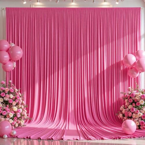 10x12ft Hot Pink Backdrop Curtain Panels for Parties - Wrinkle Free Polyester Photo Curtain Backdrop Wedding Back Drop Fabric Drapes for Party Decorations Background for Photography by WishCare