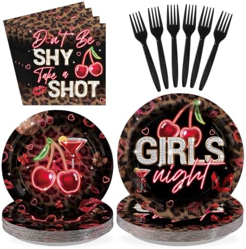 96Pcs Red Cheetah Print Party Decorations for Girls Night Serves 24 by Greencian