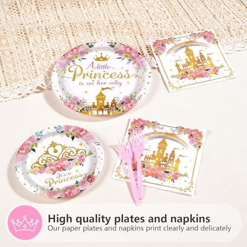 Grencian 96Pcs Princess Baby Shower Birthday Party Decorations, Serves 24 - Image 3