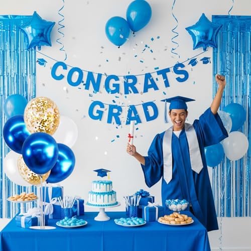 TONIFUL 4 Set White Blue Gold Balloon Centerpieces for Table,Balloon Stand - Image 4
