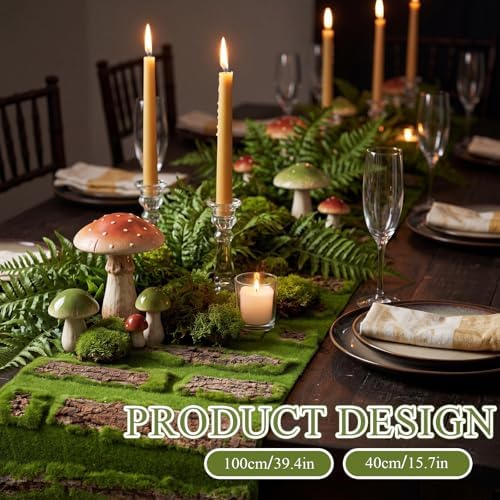 1 Pcs Fake Moss Bark Table Runner Halloween Enchanted Forest - Image 3
