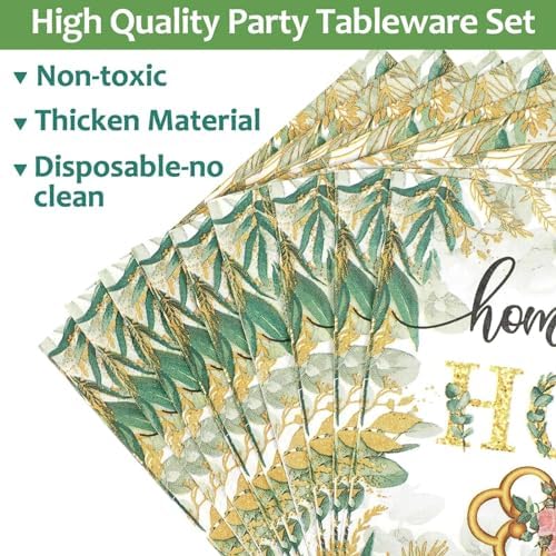 50 Guests House Warming Party Supplies Decoration Housewarming Party Plates and Napkins Forks Sweet Home Tableware Decor Rustic Floral Paper Disposable Plates for New House Wedding Supplies 200PCS - Image 3