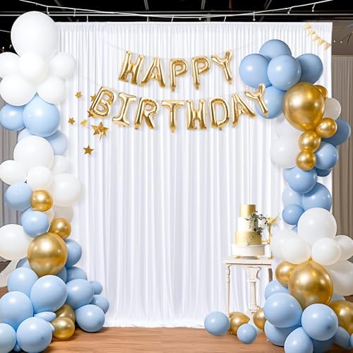 24x10FT White Backdrop Curtains for Wedding Parties, Wrinkle Free Polyester Photography Backdrop Drapes for Wedding Baby Shower Birthday Parties Stage Background Stand Decorations 4x10ft,6 Panels - Image 3