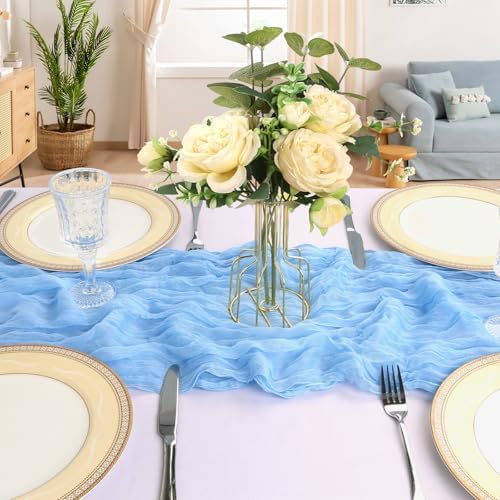 6 Pack 10Ft Baby Blue Cheesecloth Table Runner 23 x 120 Inch - Image 4