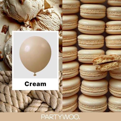 PartyWoo Cream Balloons 50pcs Beige Ivory Nude Neutral Boho Fall Color - Image 2