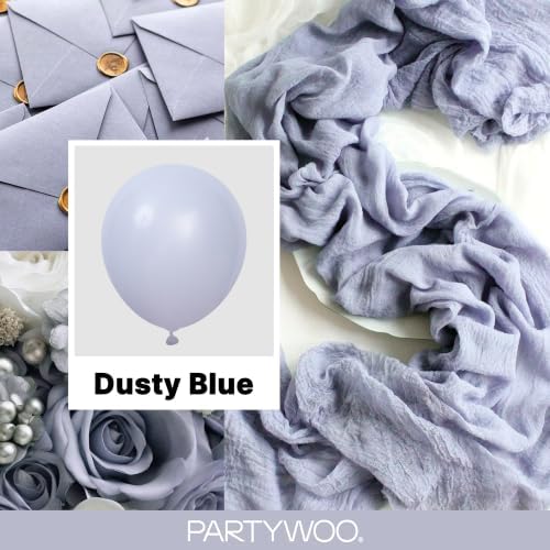 PartyWoo Dusty Blue Balloons 140pcs Slate Blue Boho Neutral Different Sizes - Image 2
