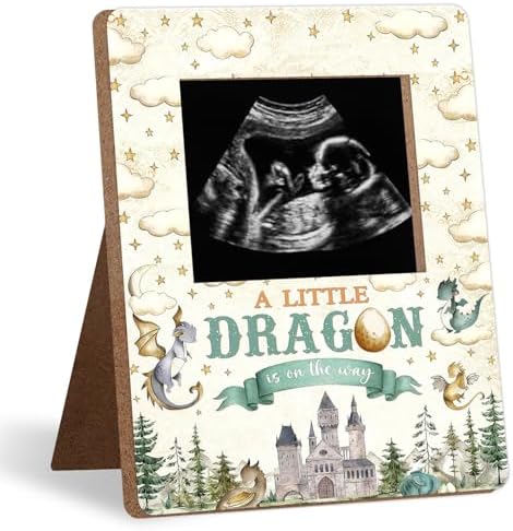 Dragon Baby Shower Decoration Frame, “A Little Dragon Is on the Way” Baby Shower Decoration, New Mom Expecting Parents-to-Be Keepsake Gifts, Pregnancy Milestone Keepsake, Gender Reveal Gifts by Unknown