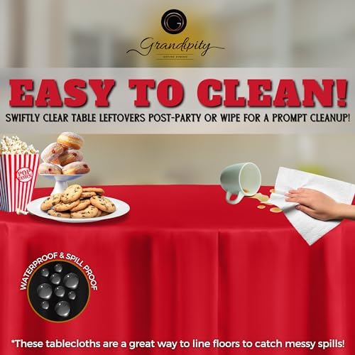 Grandipity Plastic Table Cloth Disposable 12 Pack 84" Round Red - Image 3