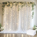 Tulle Backdrop Curtain with Lights 20x10FT White Sheer Tulle Curtain by Xiomot