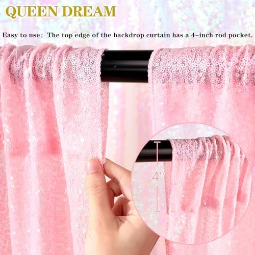 Pink Backdrop 6x8FT Sequin Backdrop Curtains for Wedding Birthday Party - Image 3