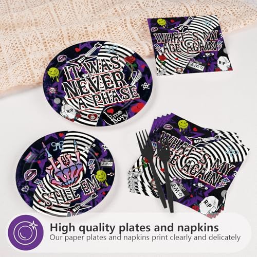 96Pcs Emo Birthday Party Decorations for Boys Halloween Serves 24 - Image 6