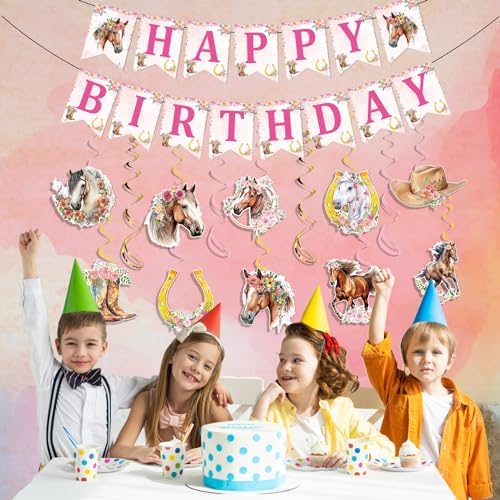 Rngmsi Horse Western Cowgirl Party Decorations 16PCS Banners Swirls Girl - Image 6