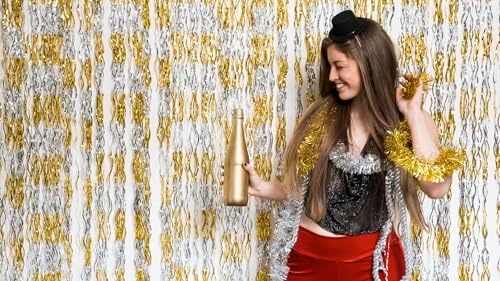 GOER Metallic Tinsel Foil Fringe Curtains Party Photo Backdrop Party Streamers for Birthday,Graduation,New Year Eve Decorations Wedding Decor (4 Packs,Gold&Silver) - Image 5