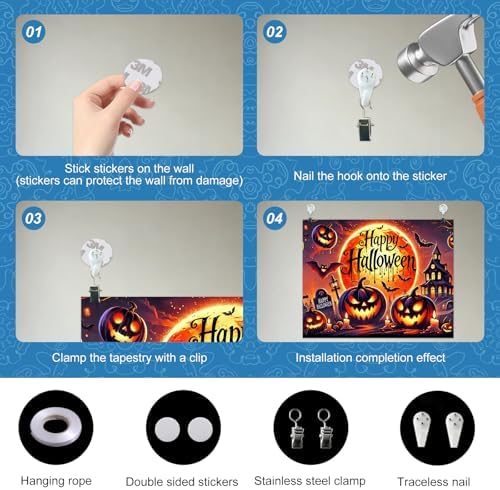 BlissYard Halloween Backdrop Banner Pumpkin Moon Scene 8x6ft - Image 7