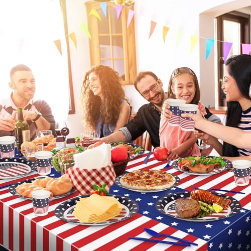 152 Pack Red White and Blue Decorations,Patriotic Decorations Plates Sets - Image 6