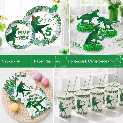 209pcs Dinosaur Birthday Decorations 5 for Boys, Serves 25 - Image 5