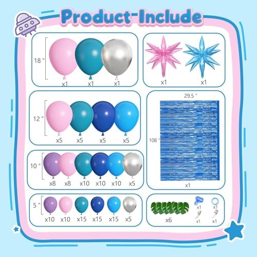 Amandir 157Pcs Pink Blue Balloon Arch Garland Kit with Table Skirt - Image 2